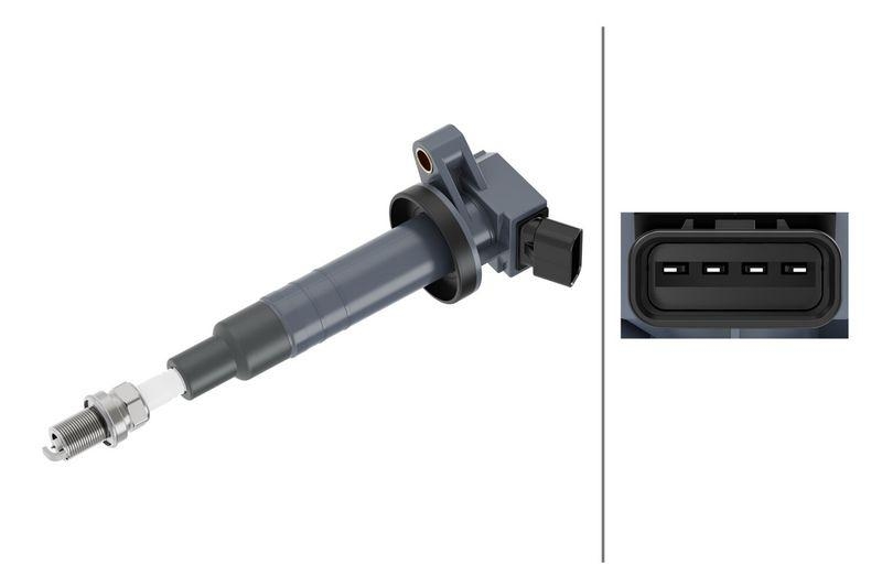 HELLA 5DA 358 000-421 Zündspule, 4 polig für TOYOTA/P.S.A