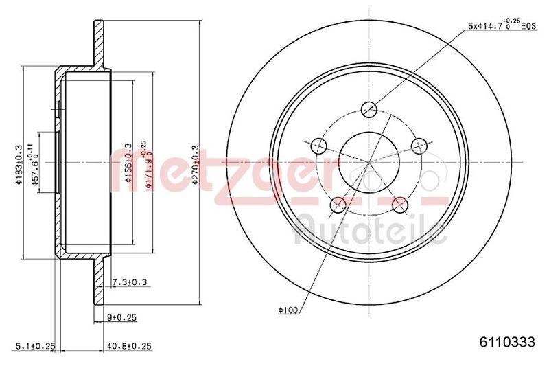 METZGER 6110333 Bremsscheibe Lack/Ks f&uuml;r CHRYSLER HA