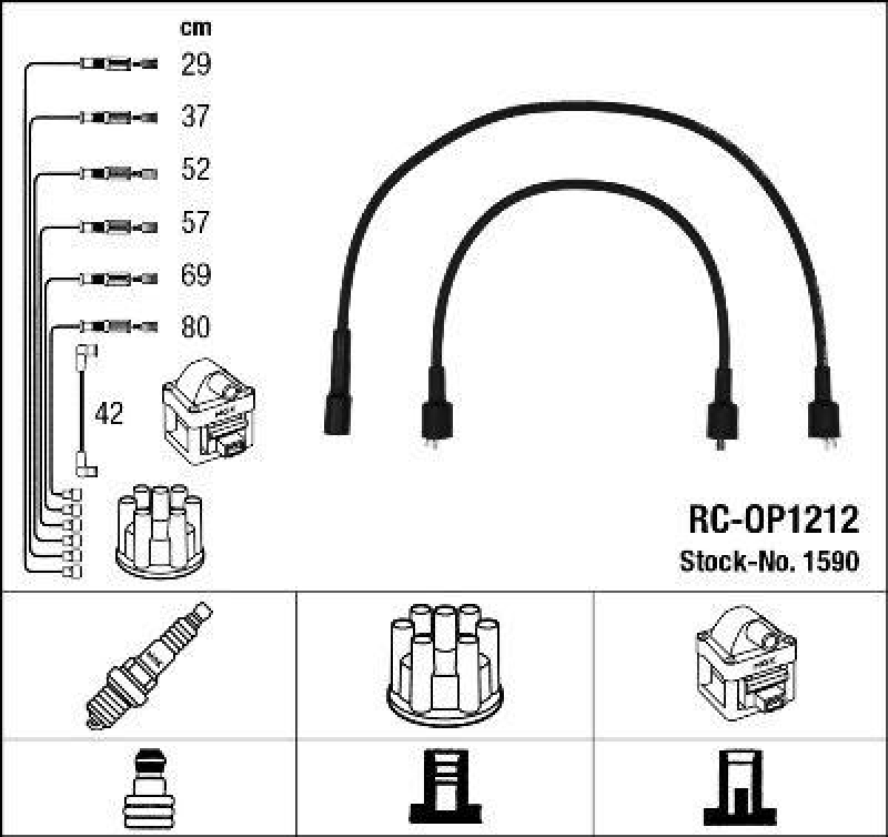 NGK 1590 Z&uuml;ndleitungssatz RC-OP1212 |Z&uuml;ndkabel