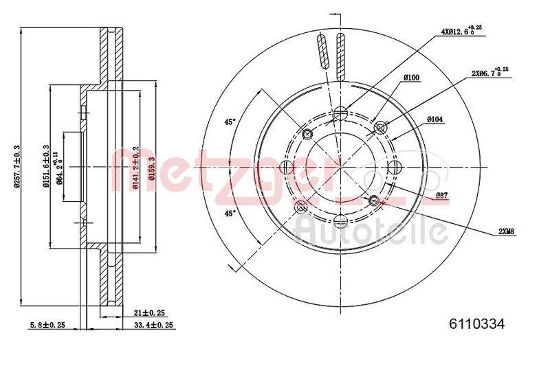 METZGER 6110334 Bremsscheibe Lack/Ks/Ms f&uuml;r HONDA VA