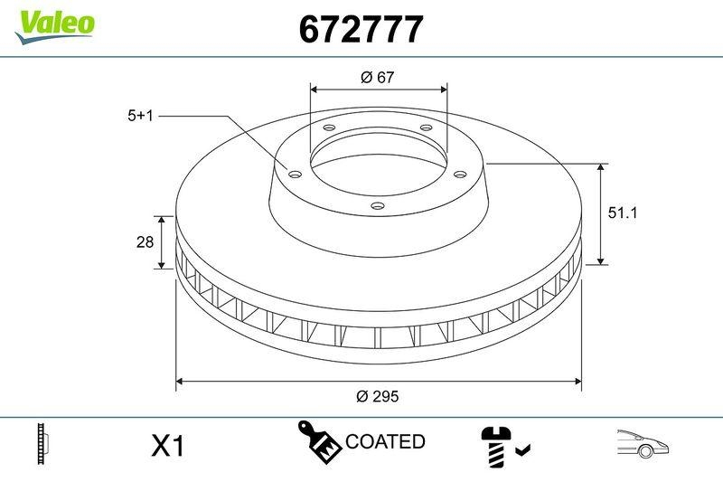 VALEO 672777 COATED BRAKE DISC X1 MERCEDES A-CLASS FR