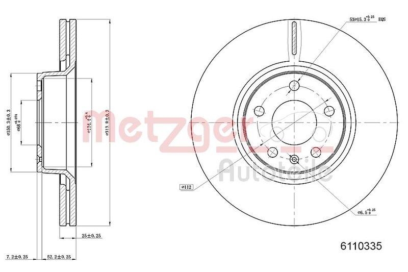 METZGER 6110335 Bremsscheibe Lack/Ks/Ms/Hc f&uuml;r AUDI VA