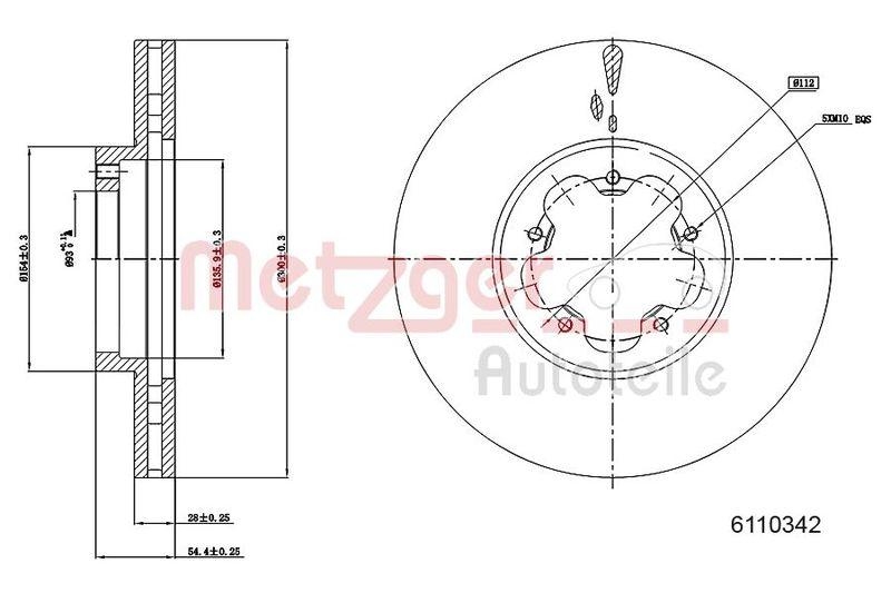 METZGER 6110342 Bremsscheibe Lack/Ks f&uuml;r FORD VA