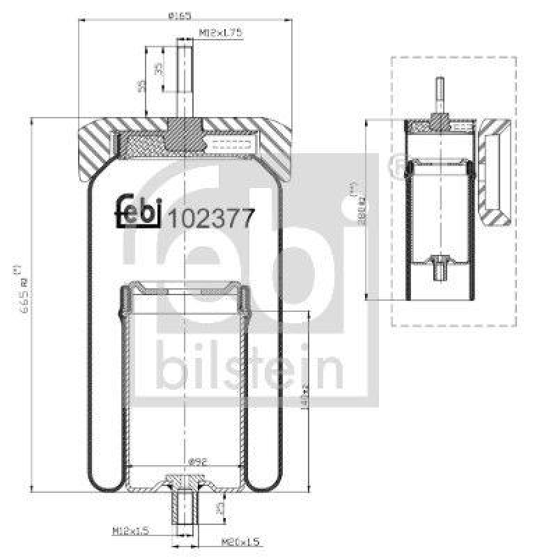 FEBI BILSTEIN 102377 Luftfederbalg für Liftachse, mit Stahlkolben für Volvo