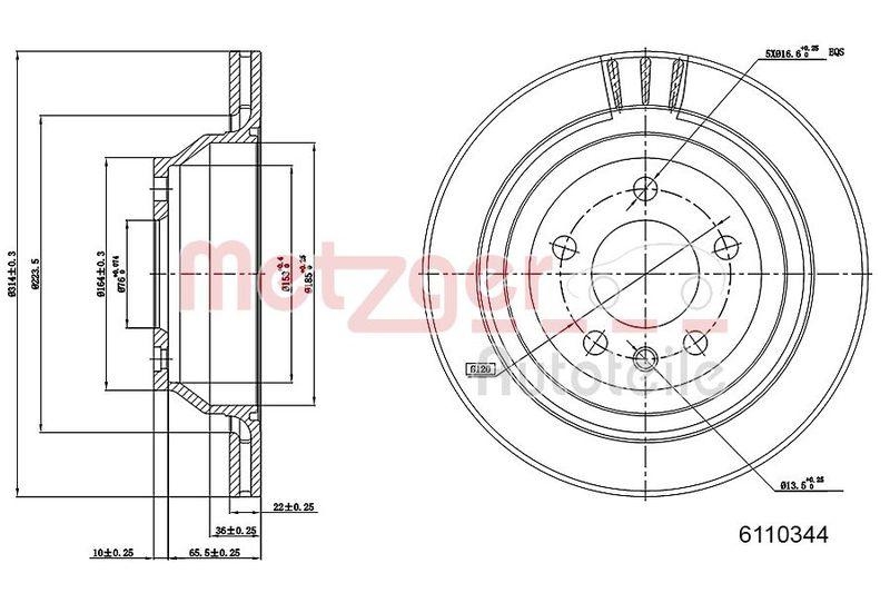 METZGER 6110344 Bremsscheibe Lack/Ks f&uuml;r VW HA