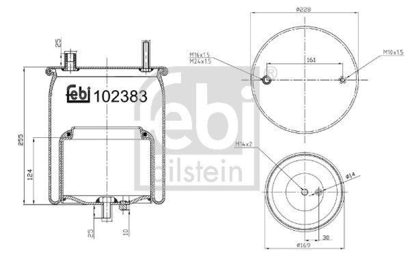 FEBI BILSTEIN 102383 Luftfederbalg mit Stahlkolben für Volvo