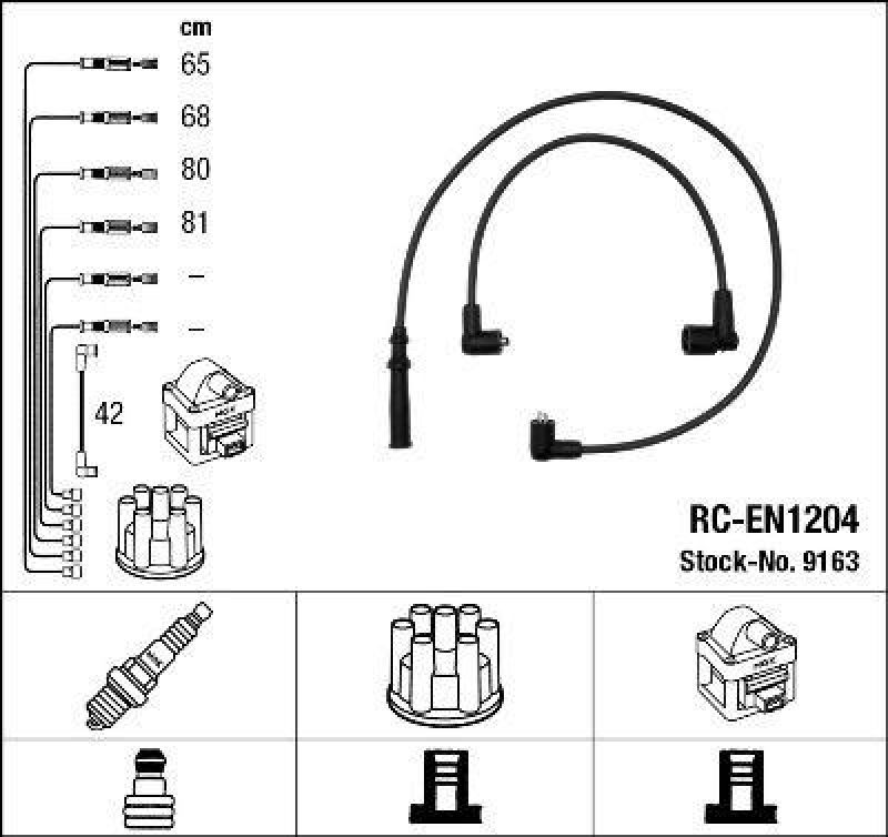 NGK 9163 Z&uuml;ndleitungssatz RC-EN1204 |Z&uuml;ndkabel