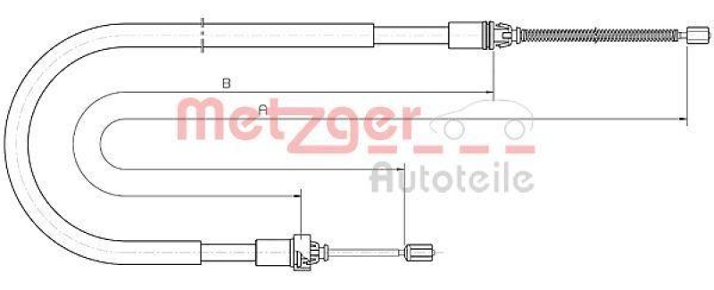 METZGER 10.6033 Seilzug, Feststellbremse f&uuml;r PEUGEOT hinten links/rechts