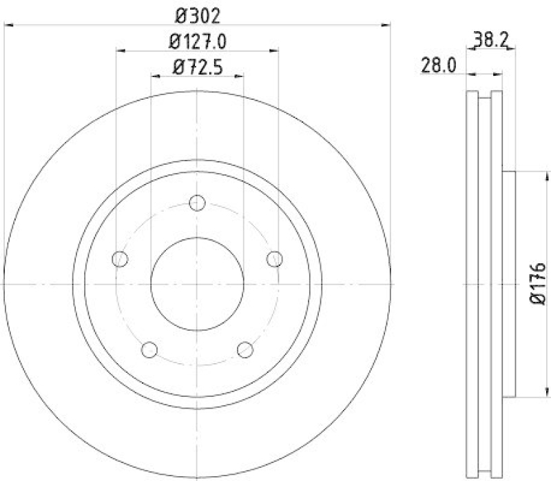 HELLA 8DD 355 115-841 Bremsscheibe f&uuml;r CHRYSLER/DODGE