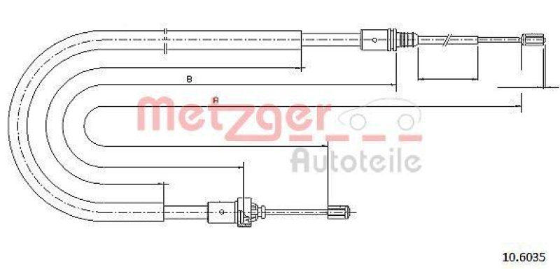 METZGER 10.6035 Seilzug, Feststellbremse f&uuml;r PEUGEOT hinten links/rechts
