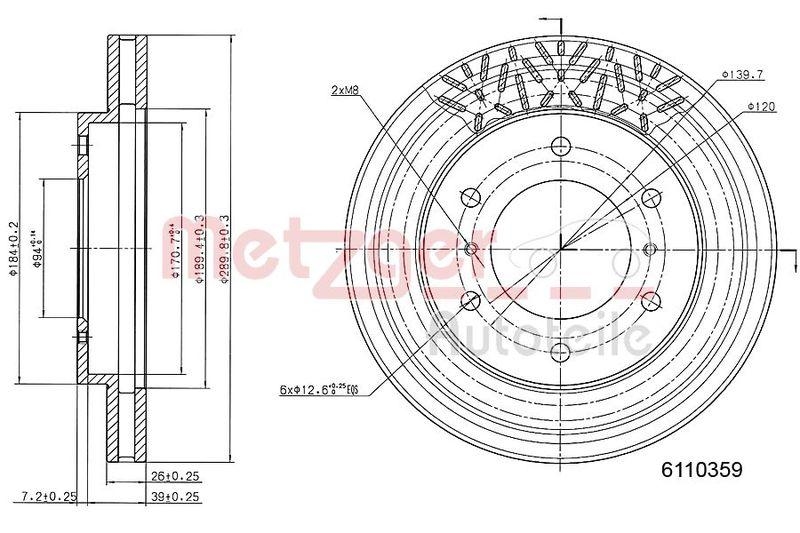 METZGER 6110359 Bremsscheibe Lack/Ks f&uuml;r MITSUBISHI VA