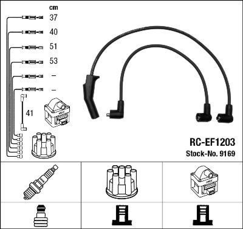 NGK 9169 Z&uuml;ndleitungssatz RC-EF1203 |Z&uuml;ndkabel