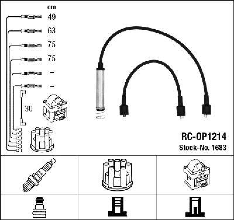 NGK 1683 Z&uuml;ndleitungssatz RC-OP1214 |Z&uuml;ndkabel