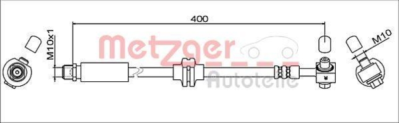 METZGER 4111622 Bremsschlauch f&uuml;r CHEVROLET/OPEL VA rechts