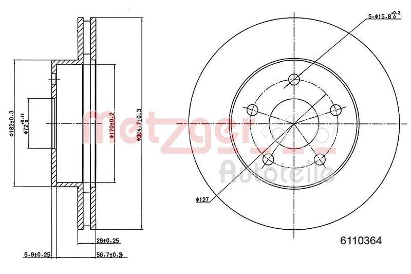 METZGER 6110364 Bremsscheibe Lack/Ks f&uuml;r JEEP VA