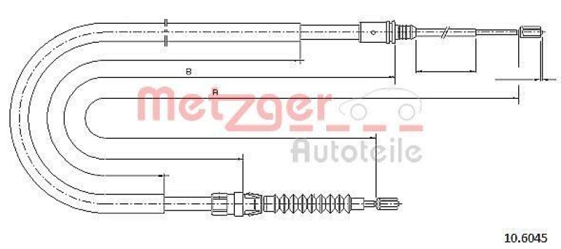METZGER 10.6045 Seilzug, Feststellbremse f&uuml;r PEUGEOT hinten links/rechts