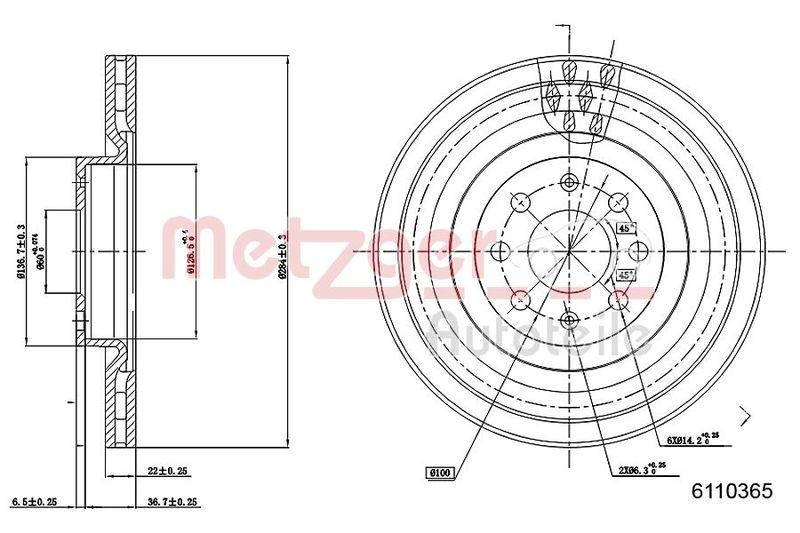METZGER 6110365 Bremsscheibe Lack/Ks/Ms f&uuml;r FIAT VA