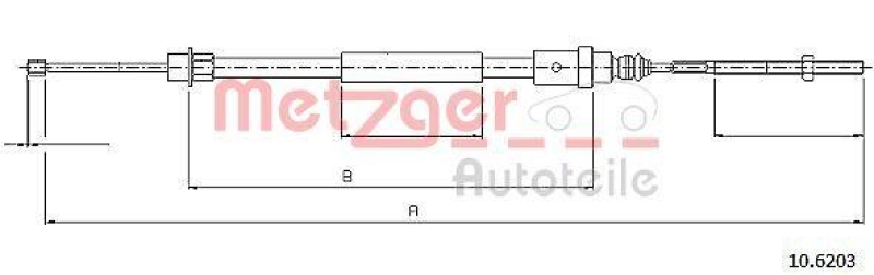 METZGER 10.6203 Seilzug, Feststellbremse f&uuml;r PEUGEOT hinten links