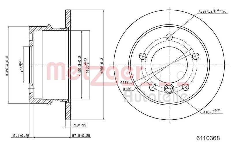 METZGER 6110368 Bremsscheibe Lack/Ks f&uuml;r MB/VW HA