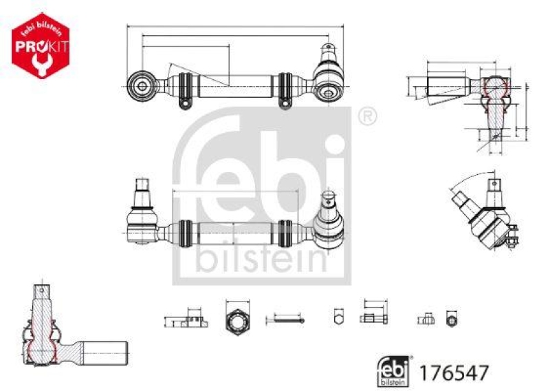 FEBI BILSTEIN 176547 Spurstange mit Kronenmuttern und Splinten f&uuml;r Mercedes-Benz