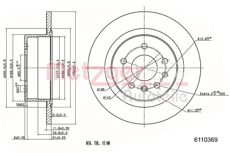 METZGER 6110369 Bremsscheibe Lack/Ks f&uuml;r OPEL HA