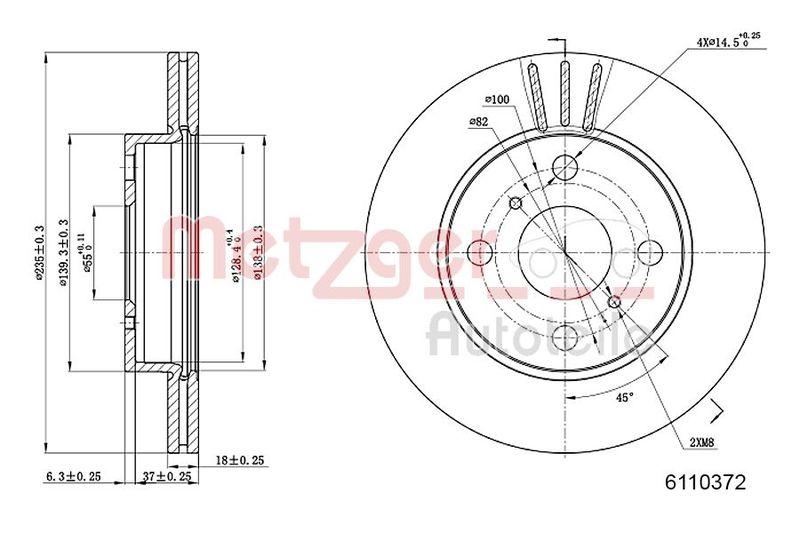 METZGER 6110372 Bremsscheibe Lack/Ks f&uuml;r TOYOTA VA