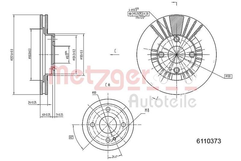 METZGER 6110373 Bremsscheibe Lack/Ks f&uuml;r MAZDA VA