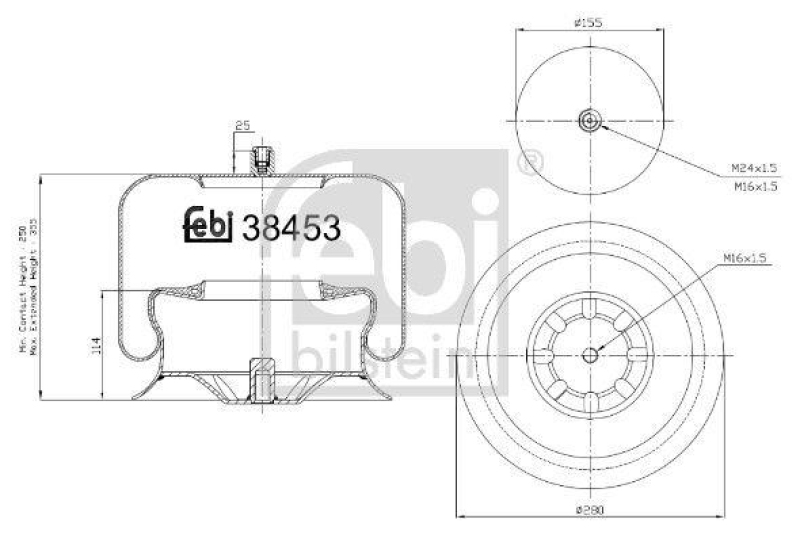 FEBI BILSTEIN 38453 Luftfederbalg mit Stahlkolben für Mercedes-Benz