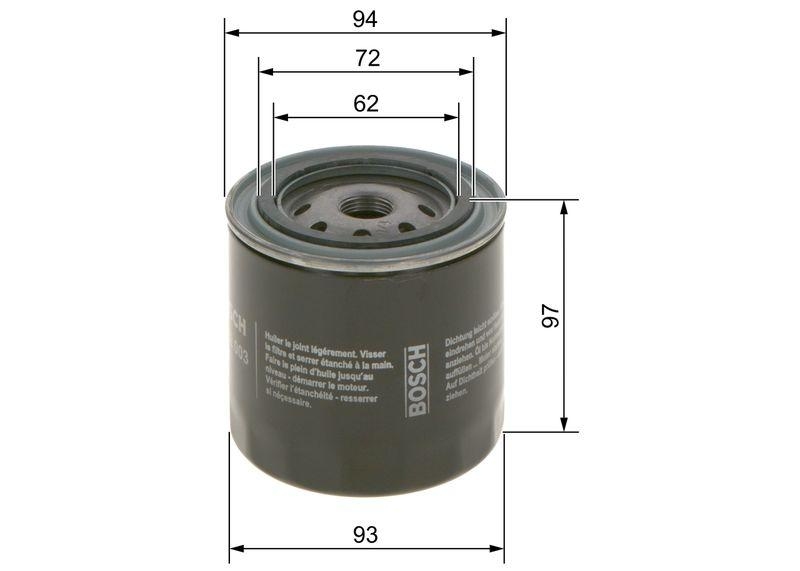 BOSCH 0 986 452 003 Ölfilter P2003 Ø 93mm Höhe 97mm