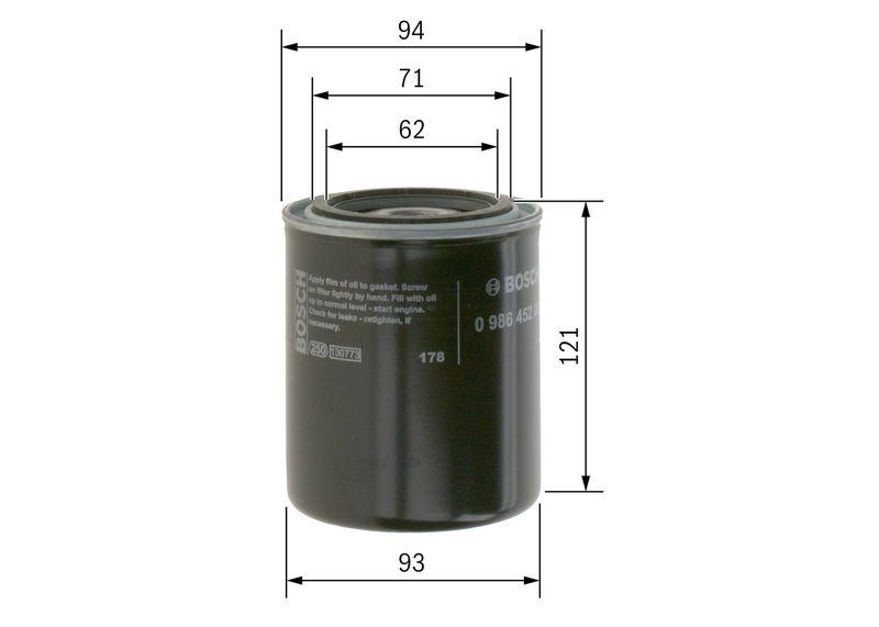 BOSCH 0 986 452 005 Ölfilter P2005 Ø 93mm Höhe 1208mm