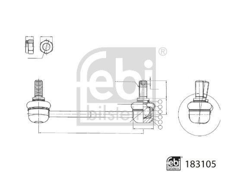 FEBI BILSTEIN 183105 Verbindungsstange mit Sicherungsmuttern f&uuml;r MITSUBISHI