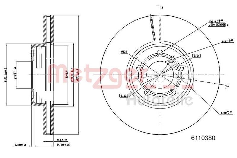 METZGER 6110380 Bremsscheibe Lack/Ks/Ms/Hc f&uuml;r BMW VA
