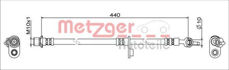METZGER 4111650 Bremsschlauch f&uuml;r TOYOTA HA rechts