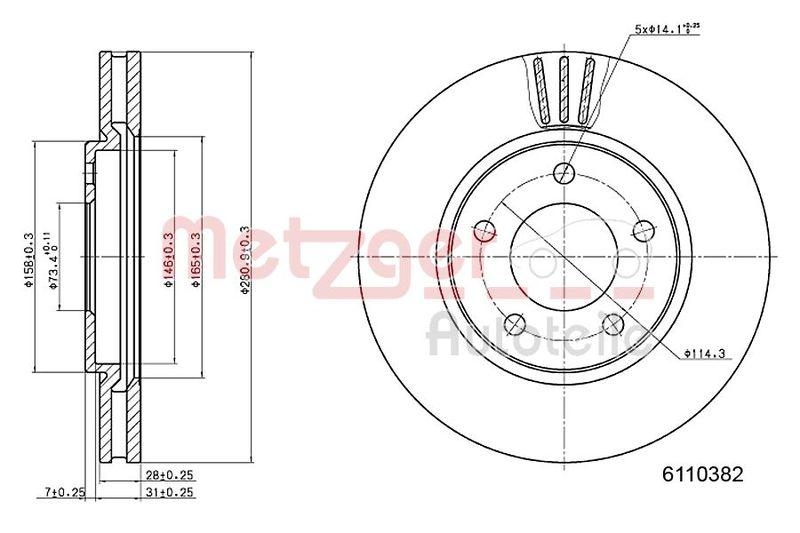 METZGER 6110382 Bremsscheibe Lack/Ks f&uuml;r CHRYSLER VA