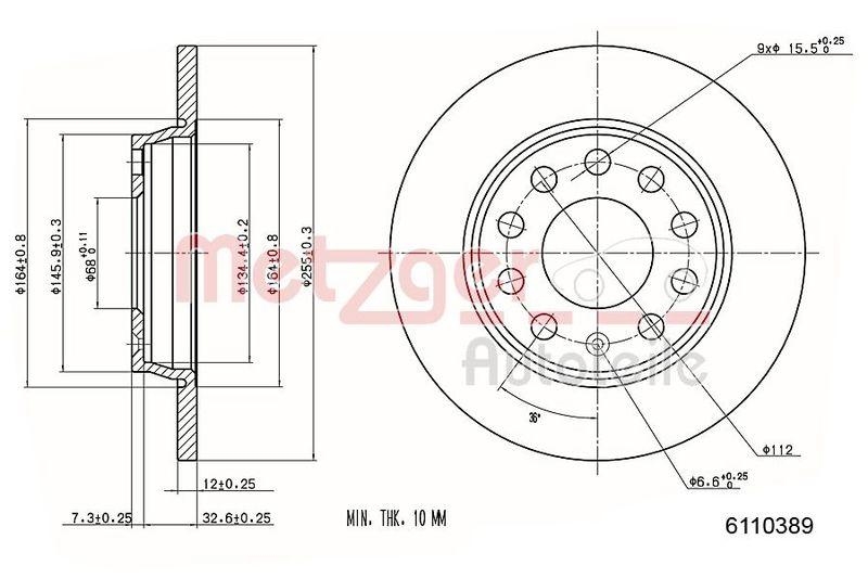 METZGER 6110389 Bremsscheibe Lack/Ks/Ms f&uuml;r AUDI/SEAT HA