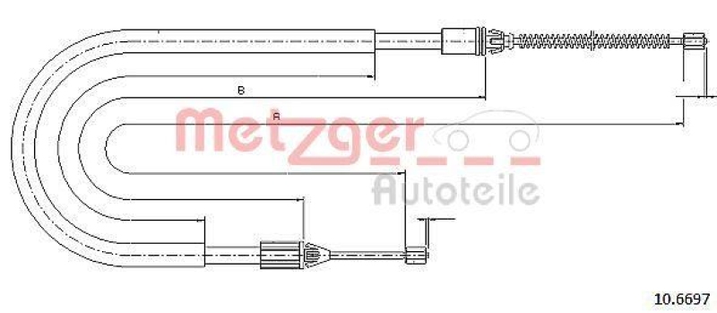 METZGER 10.6697 Seilzug, Feststellbremse f&uuml;r RENAULT hinten links/rechts