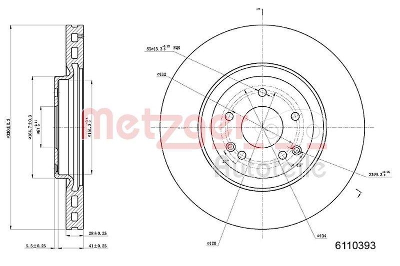 METZGER 6110393 Bremsscheibe Lack/Ks f&uuml;r MB VA