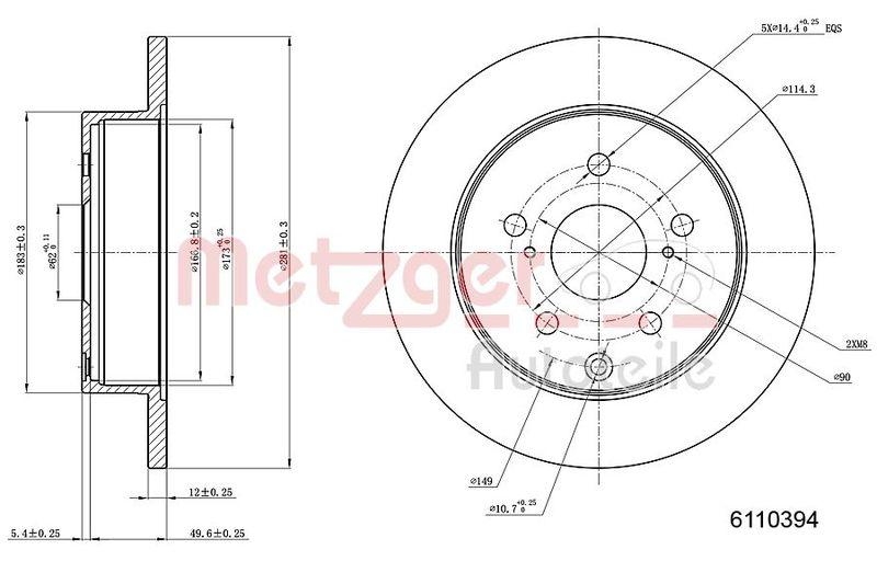 METZGER 6110394 Bremsscheibe Lack/Ks f&uuml;r TOYOTA HA
