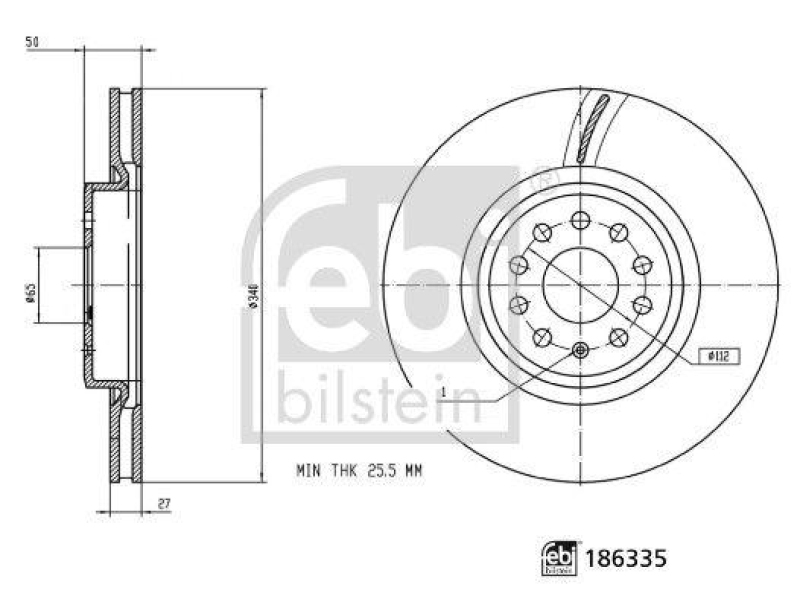 FEBI BILSTEIN 186335 Bremsscheibe f&uuml;r VW-Audi
