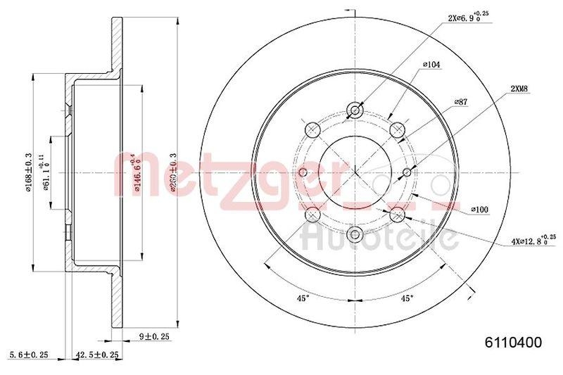 METZGER 6110400 Bremsscheibe Lack/Ks f&uuml;r HONDA HA