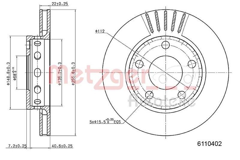 METZGER 6110402 Bremsscheibe Lack/Ks f&uuml;r AUDI HA