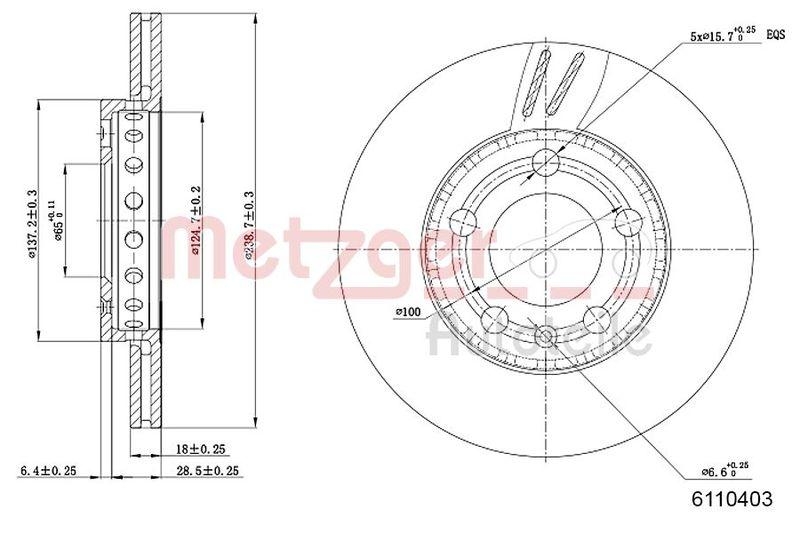METZGER 6110403 Bremsscheibe Lack/Ks/Ms f&uuml;r SKODA/VW VA