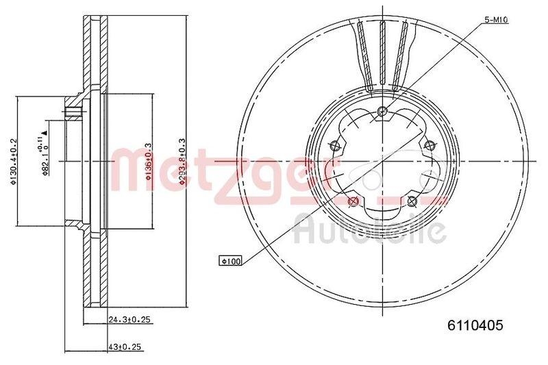 METZGER 6110405 Bremsscheibe Lack/Ks f&uuml;r FORD VA