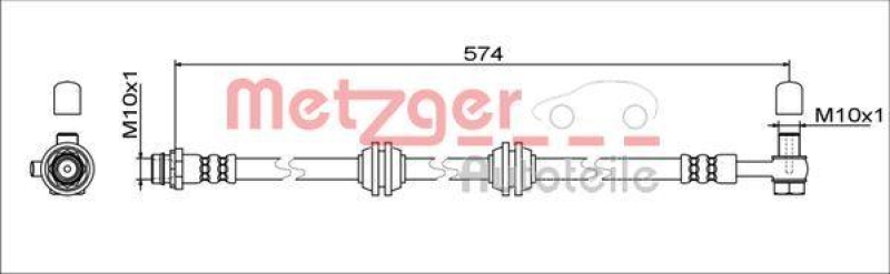 METZGER 4111755 Bremsschlauch f&uuml;r LAND ROVER HA links