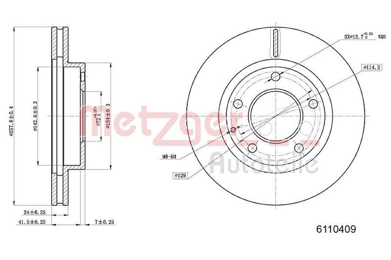 METZGER 6110409 Bremsscheibe Lack/Ks f&uuml;r FORD/MAZDA VA
