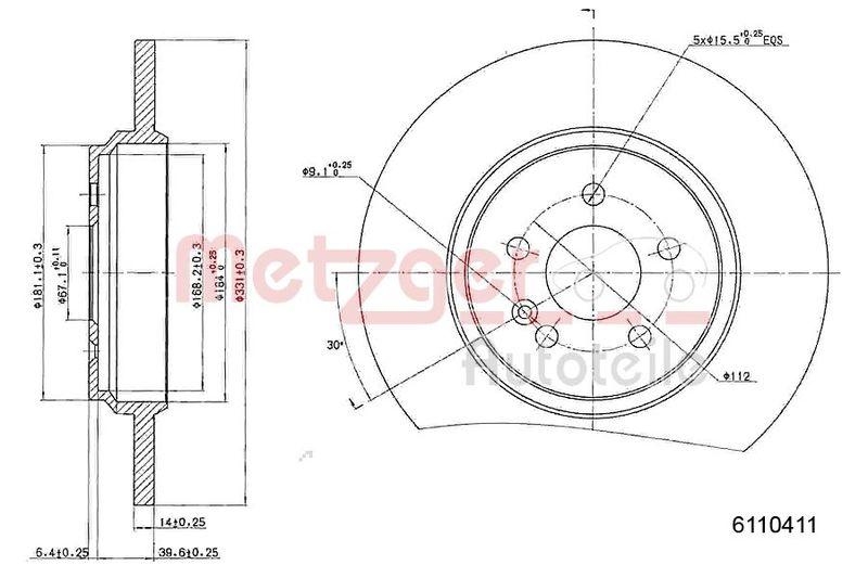 METZGER 6110411 Bremsscheibe Lack/Ks/Ms f&uuml;r MB HA