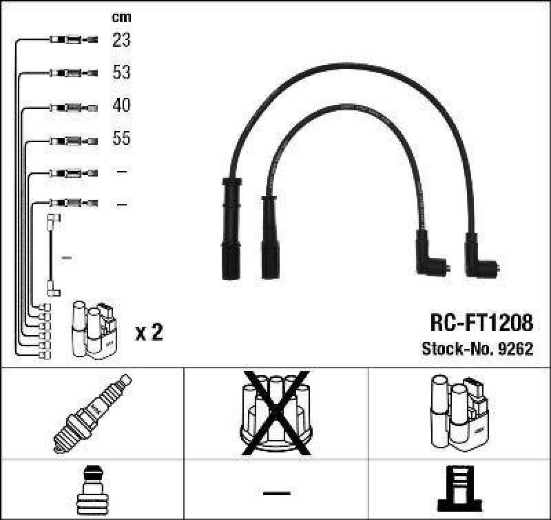 NGK 9262 Z&uuml;ndleitungssatz RC-FT1208 |Z&uuml;ndkabel