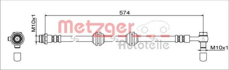 METZGER 4111760 Bremsschlauch für LAND ROVER HA rechts