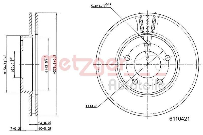 METZGER 6110421 Bremsscheibe Lack/Ks f&uuml;r FORD/MAZDA VA