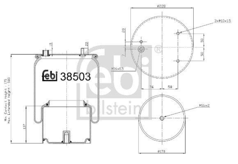 FEBI BILSTEIN 38503 Luftfederbalg mit Stahlkolben für DAF
